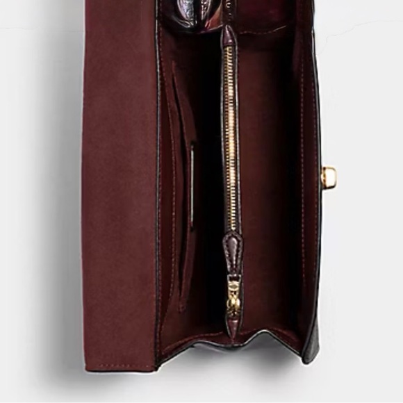 Coach Tilly Top Handle Satchel bag in black / khaki with chain charm - Picture 9 of 13